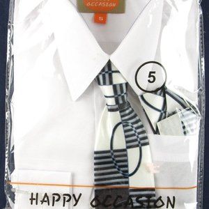 NEW Happy Occasion Boy's 3 Pc. White Dress Shirt, Tie & Pocket Square Set, 5